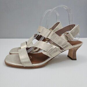 Donald Pliner Kamele Sandal Womens 9 Metallic Gold Leather Low Heel Comfort